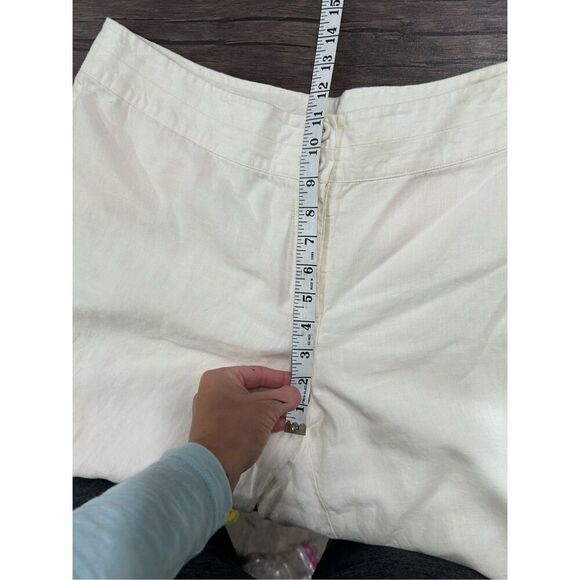 J. Jill Cream Linen Button Zip Fly Wide Leg Beachy Coastal Pants Size 18 Summer - Picture 15 of 16